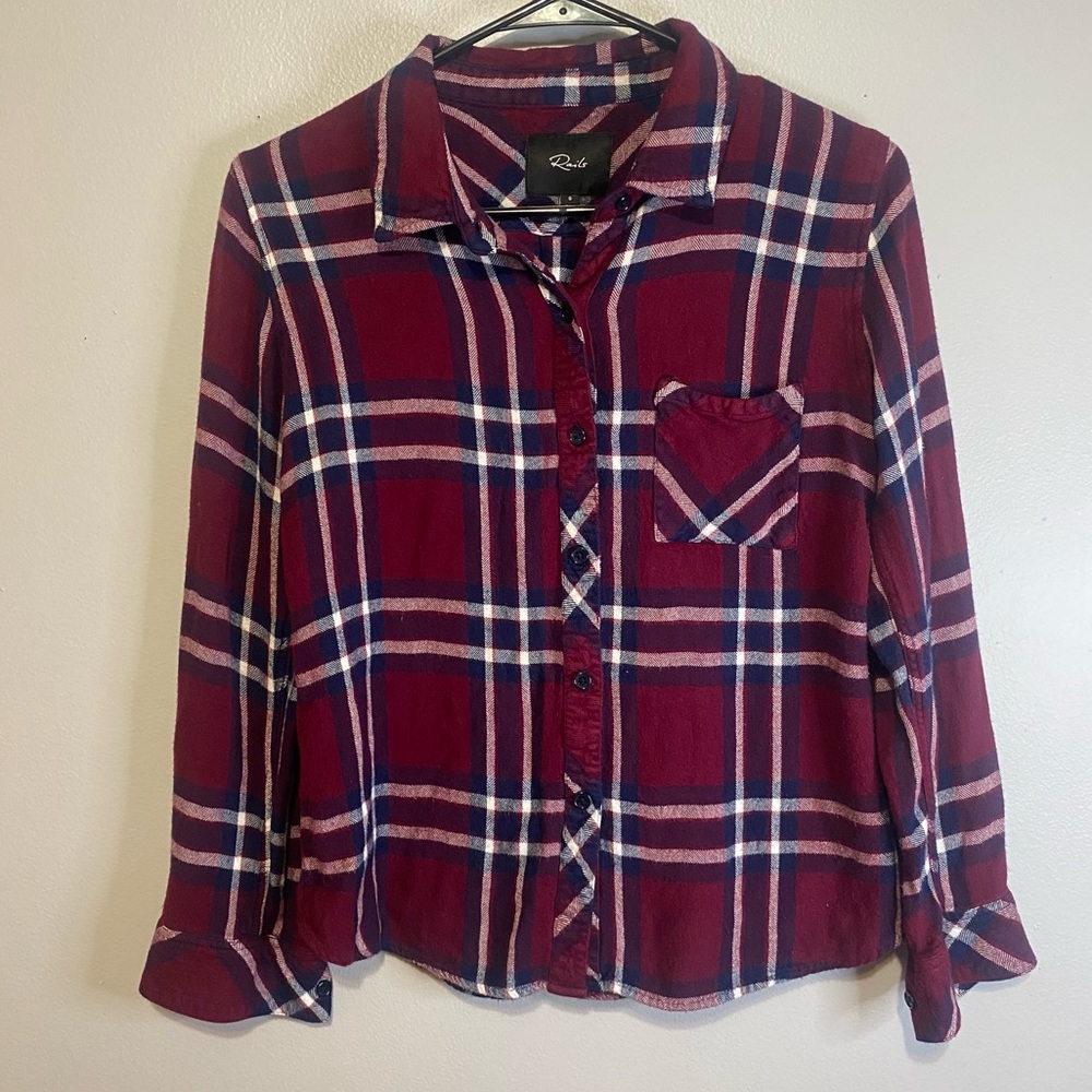 Rails Size Small Hunter Burgundy Midnight Button … - image 1